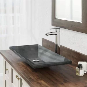 Black Granite Stone Vessel Sink Black Granite With Rough Exterior