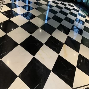 Black Marble Tile Mix With White Marble Tile