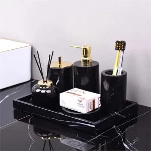 Black Marquina Bathroom Accessories Sets