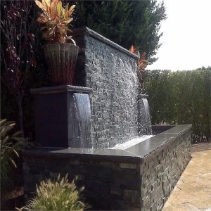 Black Stone Waterfall Wall Panels