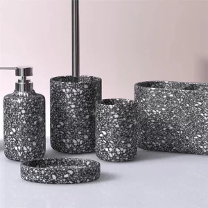 Black Terrazzo Bathroom Accessories Set