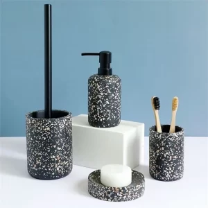 Black Terrazzo Bathroom Accessory Set