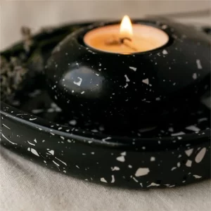 Black Terrazzo Candle Holders