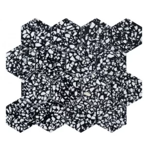 Black Terrazzo Mosaic Tiles Floor Paving