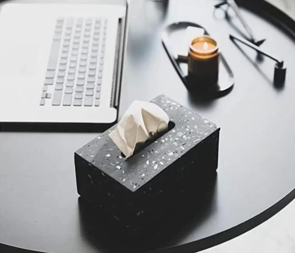 Black Terrazzo Tissue Box