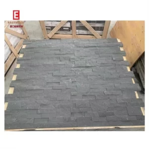 China Black Sandstone Culture Stone Panel For Wall Cladding