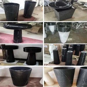 Customized Styles Black Marble Pedestal Sinks