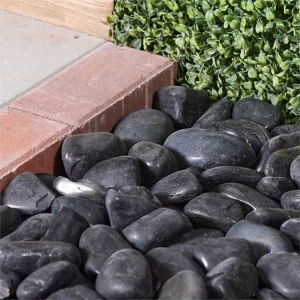 Landscape River Rock Polished Black Pebble Stone