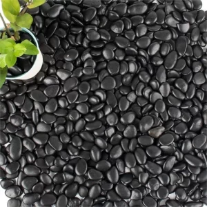 Polished Black Pebble Cobble Stone For Garden Art