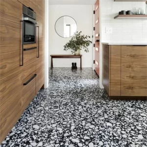 Polished Prefab Black Epoxy Porcelain Tiles Artificial Stone Terrazzo Floor