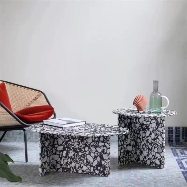 Round Black Terrazzo Side Table