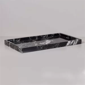 Wholesale Custom Marble Design Black Round 100% Melamine Food Serving Trays