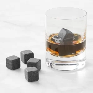 9pcs Black Granite Whiskey Stones Chilling Rocks Reusable Cooling Ice Cubes With Black Velvet Carrying Pouch