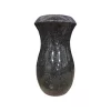 Black Granite Stone Memorial Vase With Flower Carving For Cemetery Graves