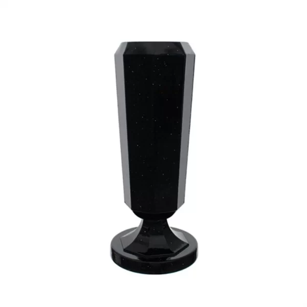 Black Granite Stone Memorial Vase With Flower Carving For Cemetery Graves