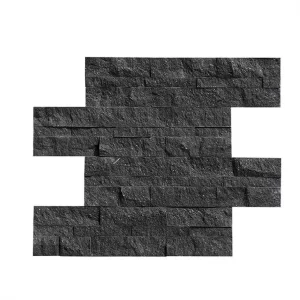 Black Quartz Stacked Stone Wall Cladding