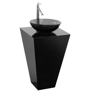 Black Stone Granite Marble Pedestal Sink Wash Basin
