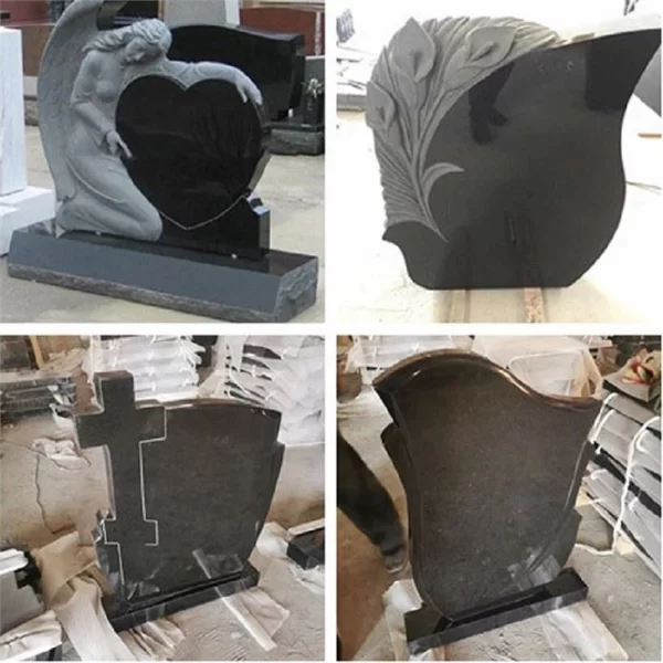 Carved Black Granite Gravestone