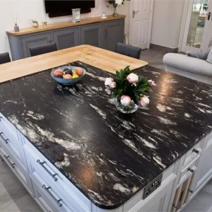 Cosmic Black Leather Granite Countertops