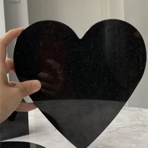 Custom Love Heart Shanxi Black Granite For Memorial Plaques