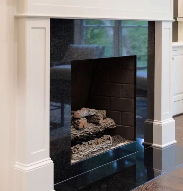 Customized Indoor Black Granite Fireplace