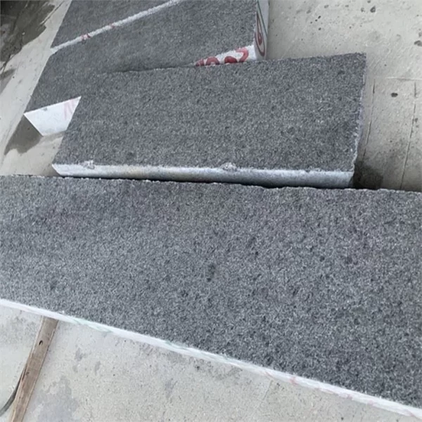 Flamed And Water Jet Black Diamond Granite Outdoor Steps