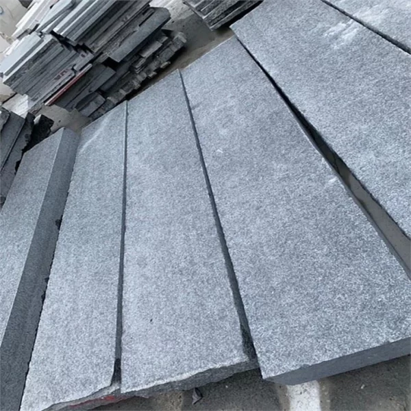 Flamed And Water Jet Black Diamond Granite Outdoor Steps