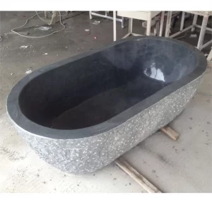 Freestanding Natural Black Granite Bathtub in Modern Design