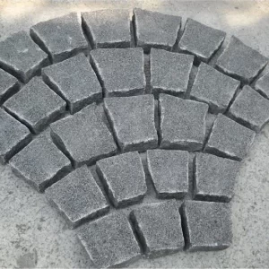 G654 Dark Grey Granite Natural Split Tumbled Cobblestone Pavers