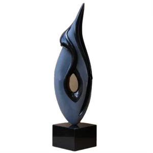 Hand Craved Black Granite Abstract Sculpture