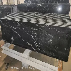 Jet Black Granite Slabs for Kitchen and CounterTops