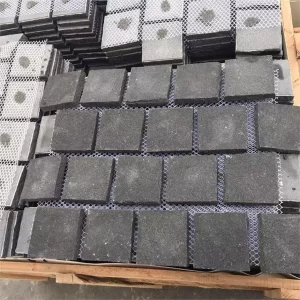 Natural Absolute Black Granite Cobble Stones On Mesh For Outdoor Pavers