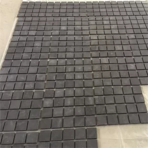 Natural Absolute Black Granite Cobble Stones On Mesh For Outdoor Pavers