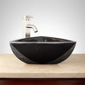 Natural Black Granite Stone Slipper Vessel Sink