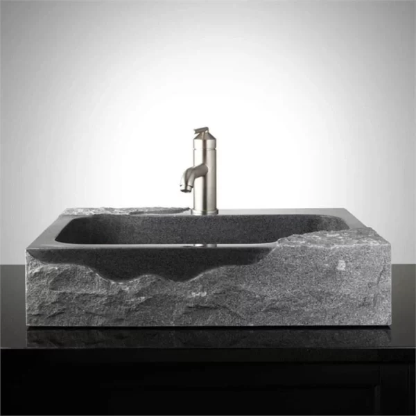 Natural Black Granite Stone Slipper Vessel Sink