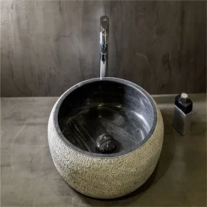 Natural Black Granite Stone Wash Basin Vessel Sinks