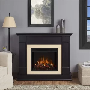 Natural Polished Black Granite Electric Fireplace For Keeping Warm