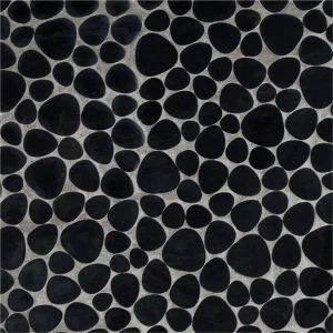 Natural Stone Pebble Mosaics Tiles In Black Stone For Floor