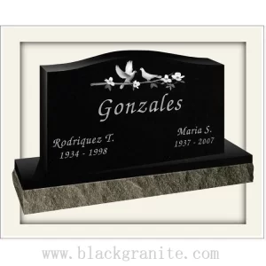 Polished Black Granite Monuments and Headstones with Laser Etched
