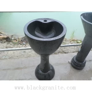 Small Black Granite Pedestal Trough Sink and Toilet