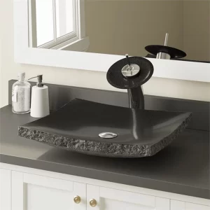 Stone Bathroom Bowl Sinks Vessel Basins Shampoo Sinks Granite Modern Black Round Basin