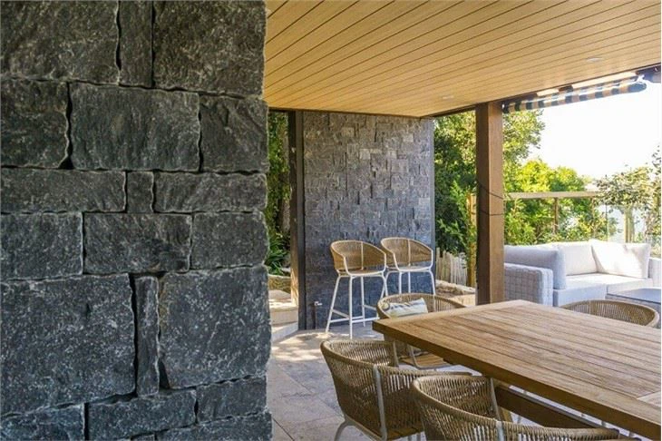 Antique Black Limestone Wall Panel