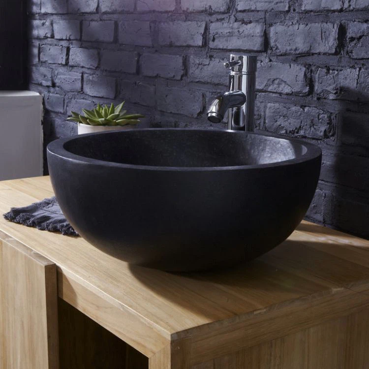 Black Honed Terrazzo Stylish Wash Basin For Bathroom With Various Shapes