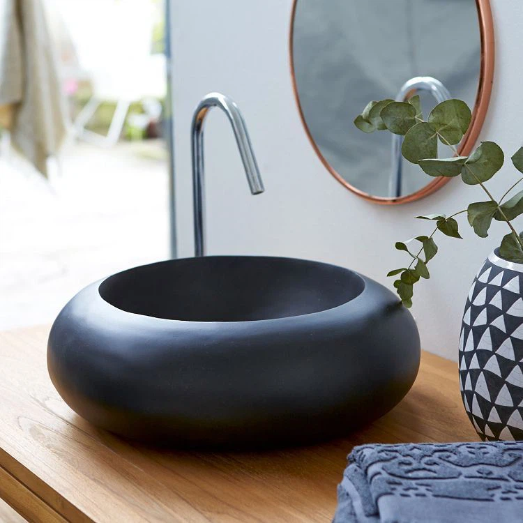 Black Honed Terrazzo Stylish Wash Basin For Bathroom With Various Shapes