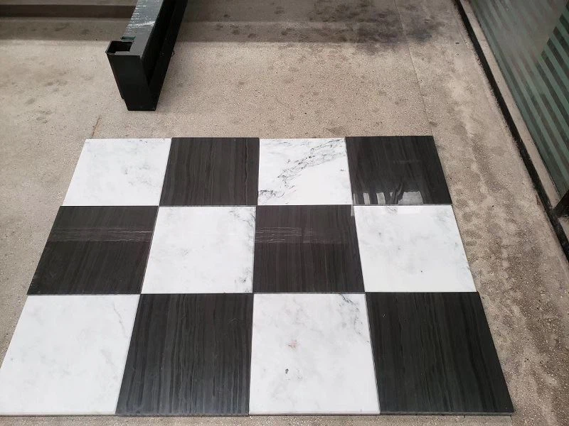 Black Marble Tile Mix With White Marble Tile