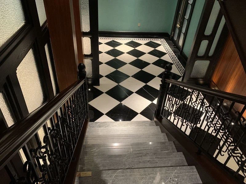Black Marble Tile Mix With White Marble Tile