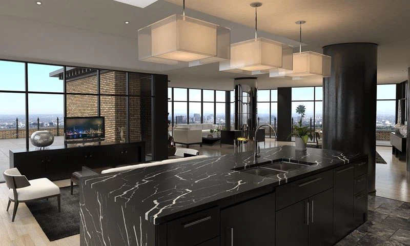 Black Quartz Kitchen Countertops