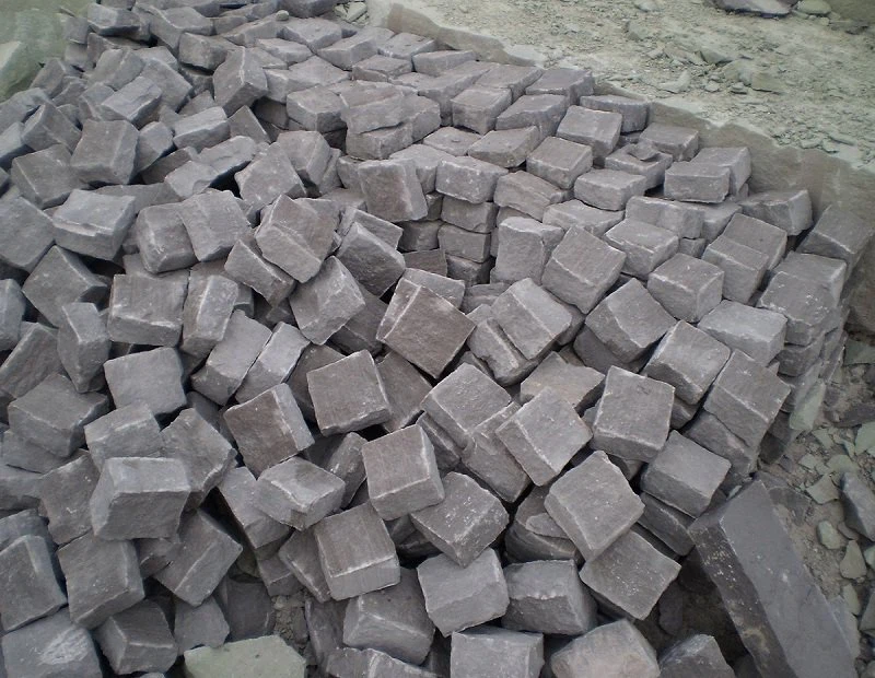 Black Sandstone Cobblestone For Driveway Paving