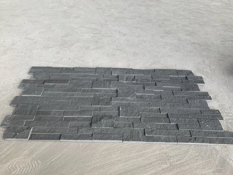 Black Sandstone Cultural Stone Wall Panels For Fireplace Wall Cladding