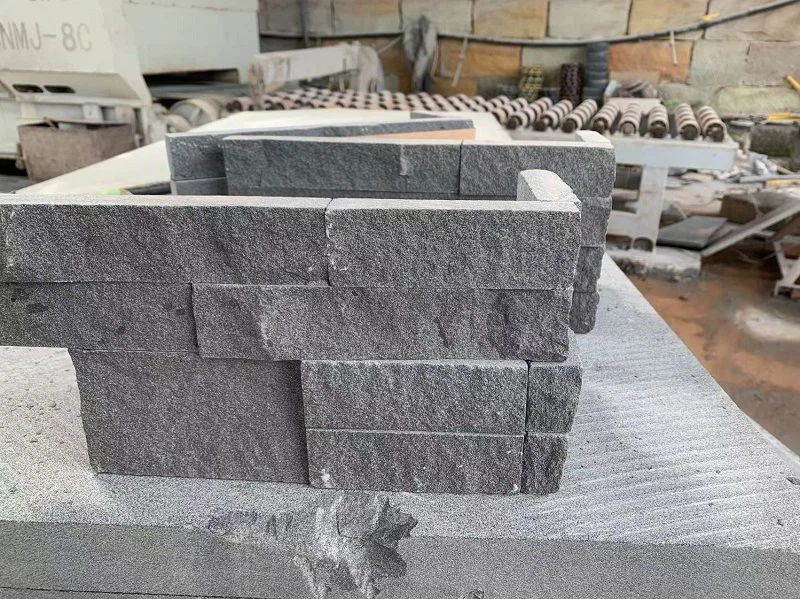 Black Sandstone Cultural Stone Wall Panels For Fireplace Wall Cladding